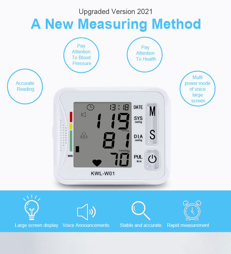 Home Hospital Daily Checks LCD Digital Display Wrist Blood Pressure Monitor