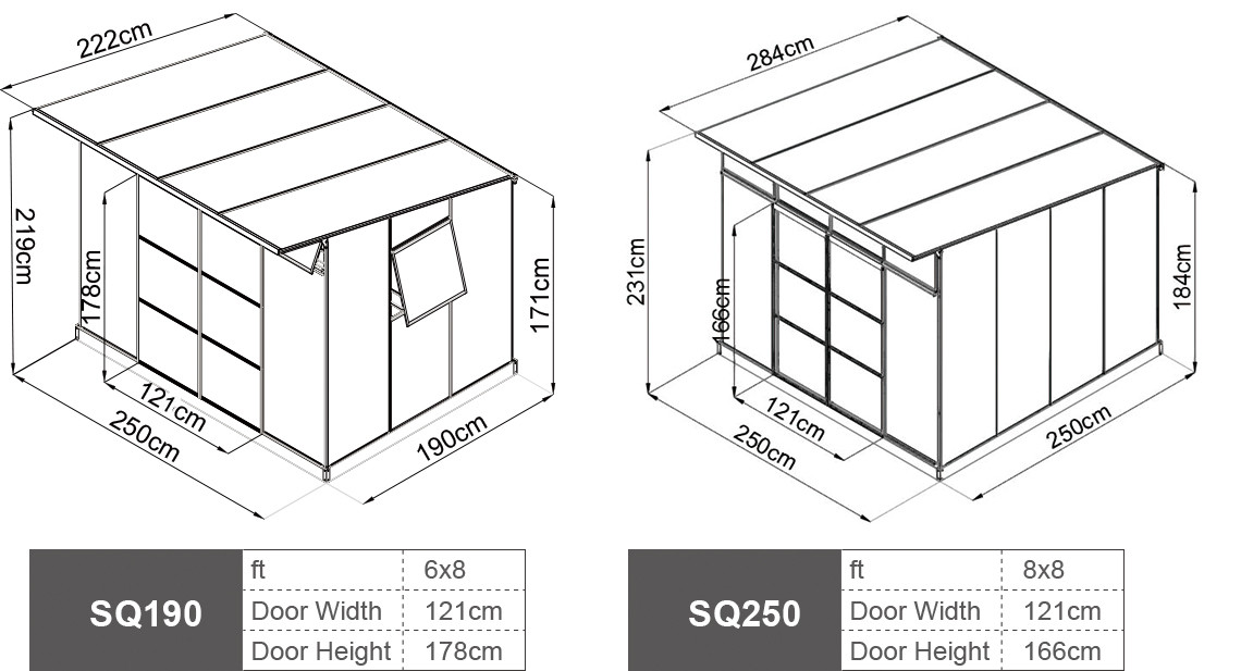 Anthracite Aluminium Frame Greenhouse 8x8 8x10 Polycarbonate Greenhouse