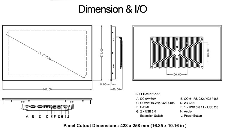 17.3" FHD Modular Rugged Embedded Computer For Factory Automation