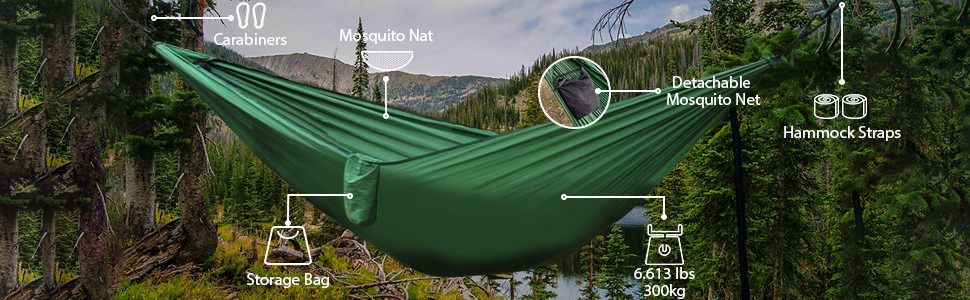High Load Capacity 300kg 750g Portable Camping Hammock