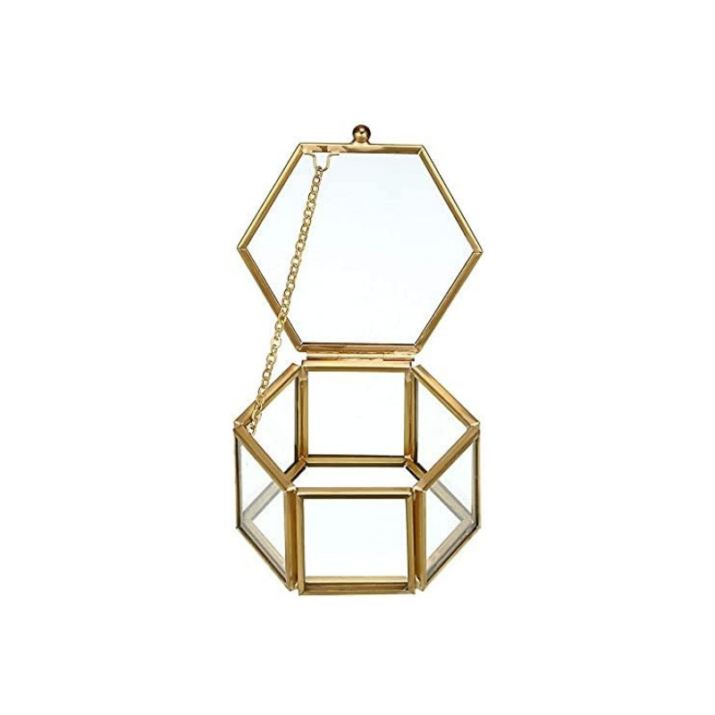 Hexagonal Greenhouse Glass Jewelry Storage Box
