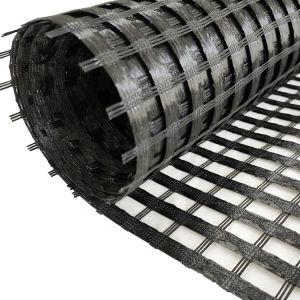 Biaxial Warp Fiberglass Geogrid Roll Length 50m-100m Mesh Size 25mm X 25mm For