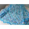 Buy cheap Luxurious Embroidery Ice Blue Beaded Lace Fabric With Ginkgo Leaf Gold Pearl from wholesalers