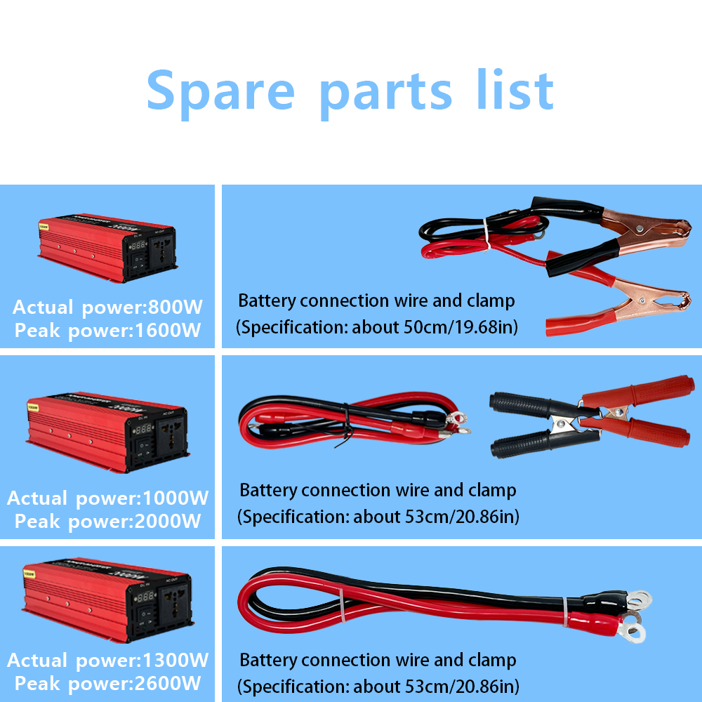 110V/220V/230V Output Voltage LED Display 800W 1000W 1300W 12V 24V DC to AC Pure Sine Wave Car Power Inverter