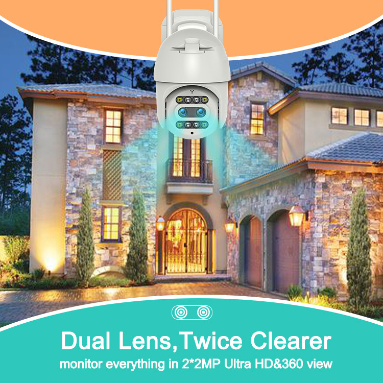 Humanoid Tracking Security PTZ Wireless Camera Dual Lens 1080P Full Color Night Vision