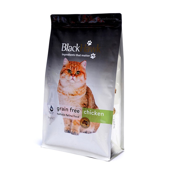 Customized Design Pet Food Packaging Bag Flat Bottom Eight Side Gusset Flour Bag With Zipper