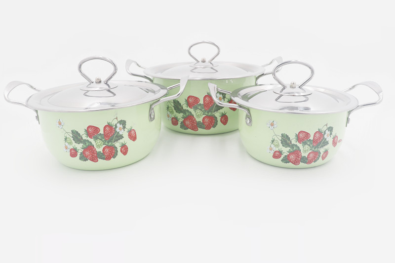 20cm Kitchen Cookware Set Two Handle Soup Stock Pots With Metal Lid
