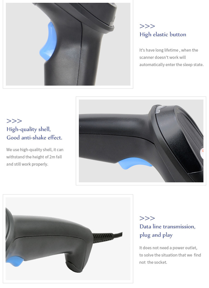 Handheld Wired POS Barcode Scanner Supermarket Checkout USB RS232 1D Bar Code Reader