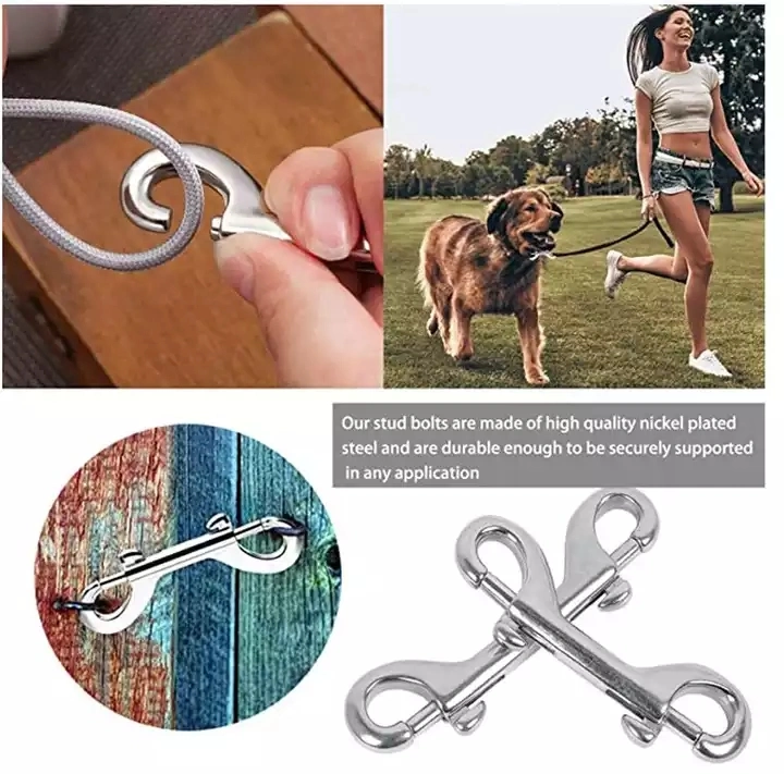 Stainless Steel Double End Bolt Clips 100mm Heavy Duty Snap Hook for Sucba Diving Pet Chain