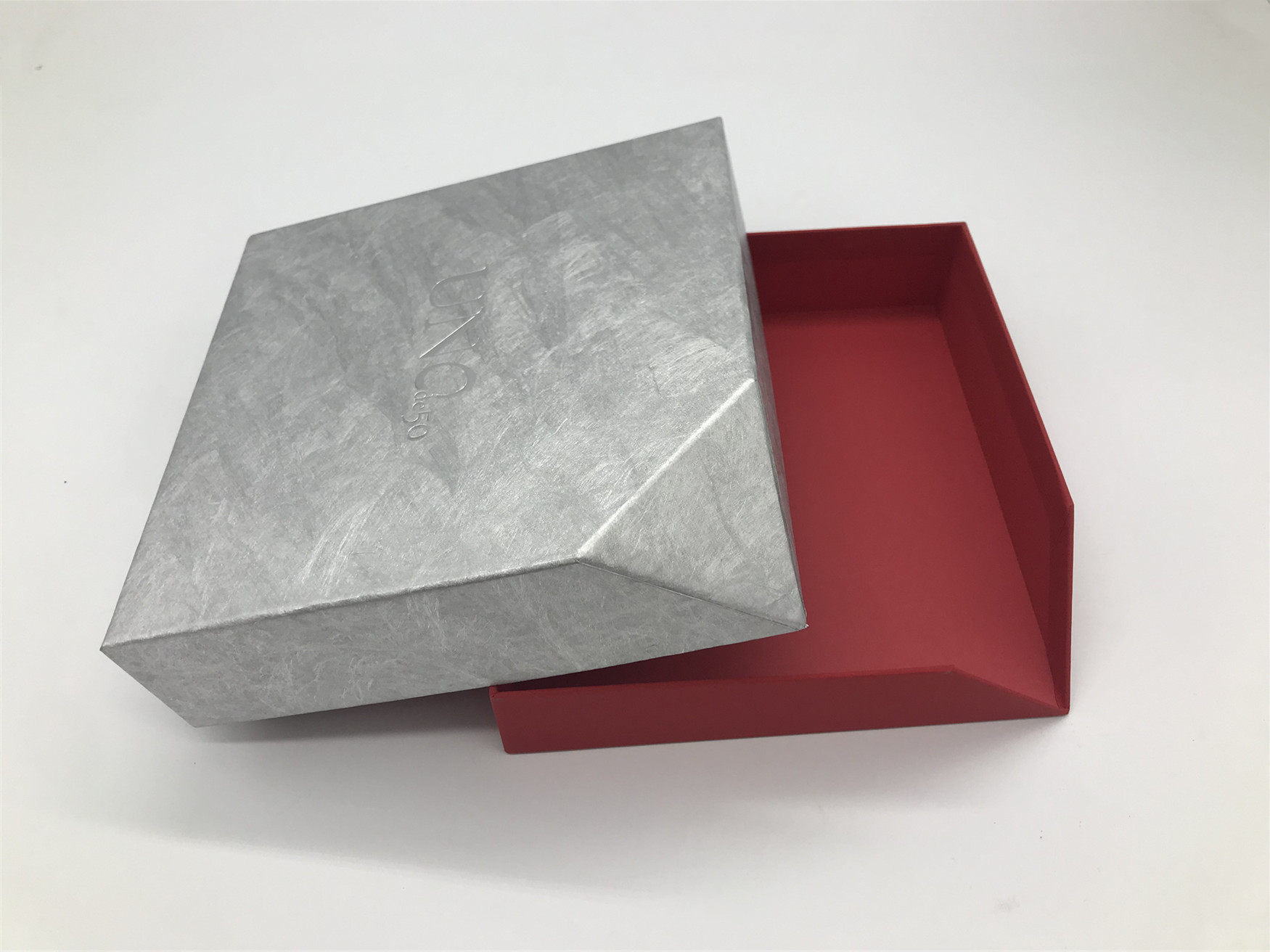 Custom Special-shaped Red Box with Logo Silver Foiled, Jewelry Box for Necklace Packing