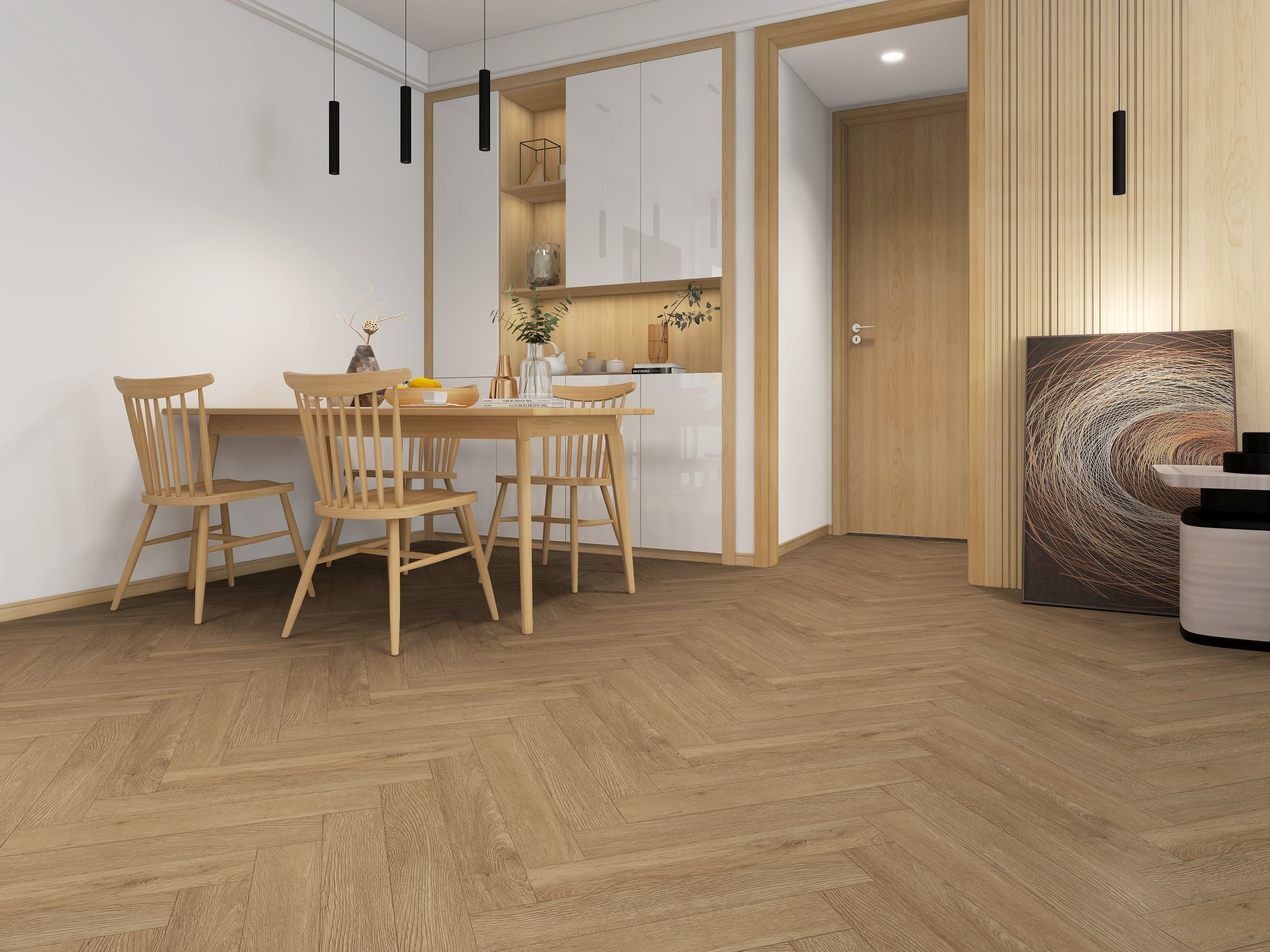 100% Virgin 4.0mm-7mm Spc Herringbone Flooring Spc Lvt Click Flooring Multilayer