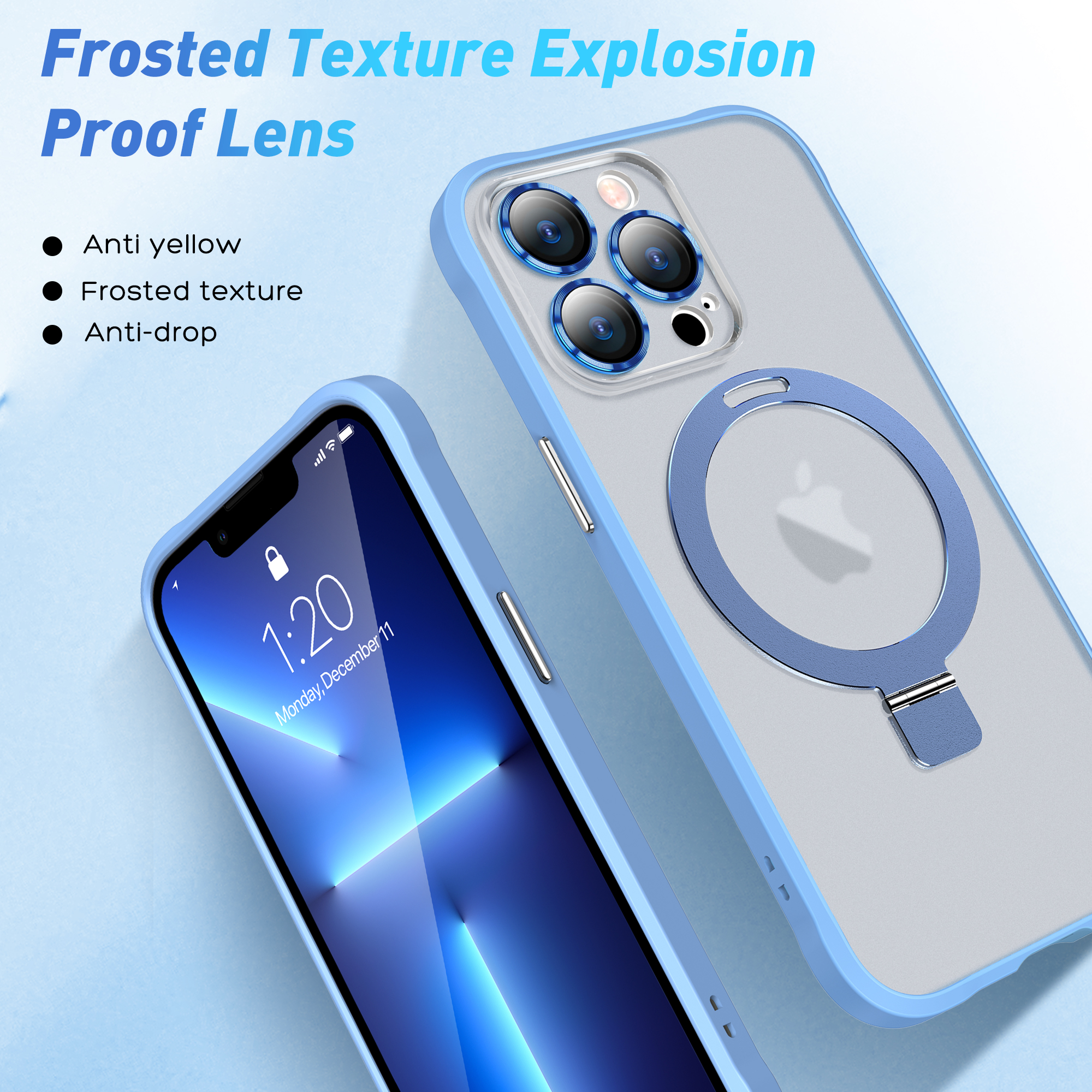 Matt Skin Full Lens Cover Anti Slip Magnetic Wireless Charger Phone Case for iPhone 14 Pro 14 Pro Max Kick Stand and Shockproof
