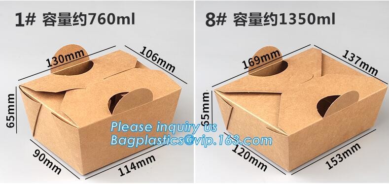 Cheap Cardboard foldable kraft paper lunch box with window,Lunch noodle fast food kraft paper box by customized logo pri