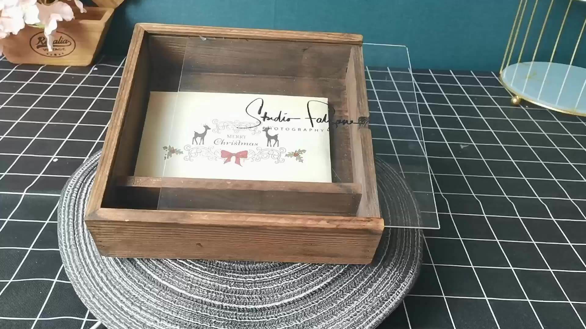 Modern Small Wooden Gift Box With Push Pull Cover Carving Lid Personalized