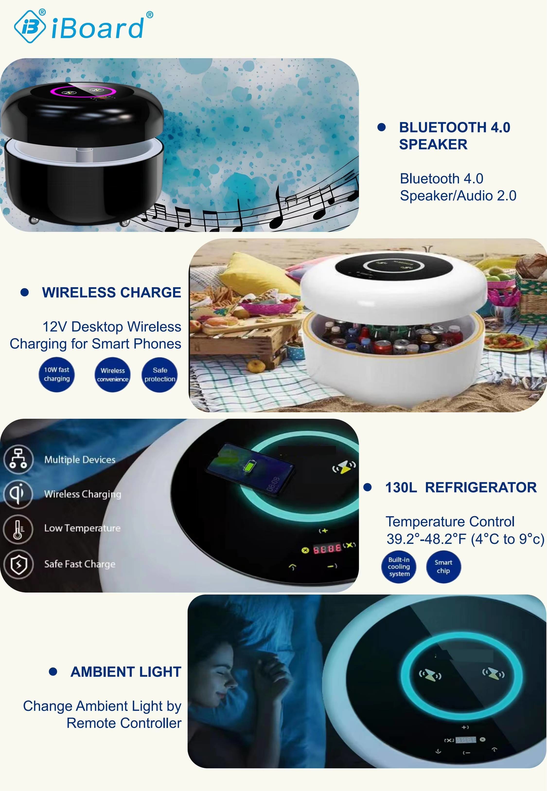 Smart Mobile Refrigerator X1 Portable Withuniversal Wheels Hydraulic Lifting Cover 130L Refrigerator Wireless Charge