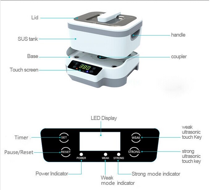 Detachable Household Ultrasonic Cleaning Machine Digital Timer 1200ml 40KHz Frequency