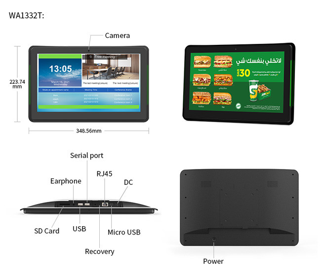 Wall Mount POE Android Tablet With 13.3 Inch POE Touch Screen LED Light