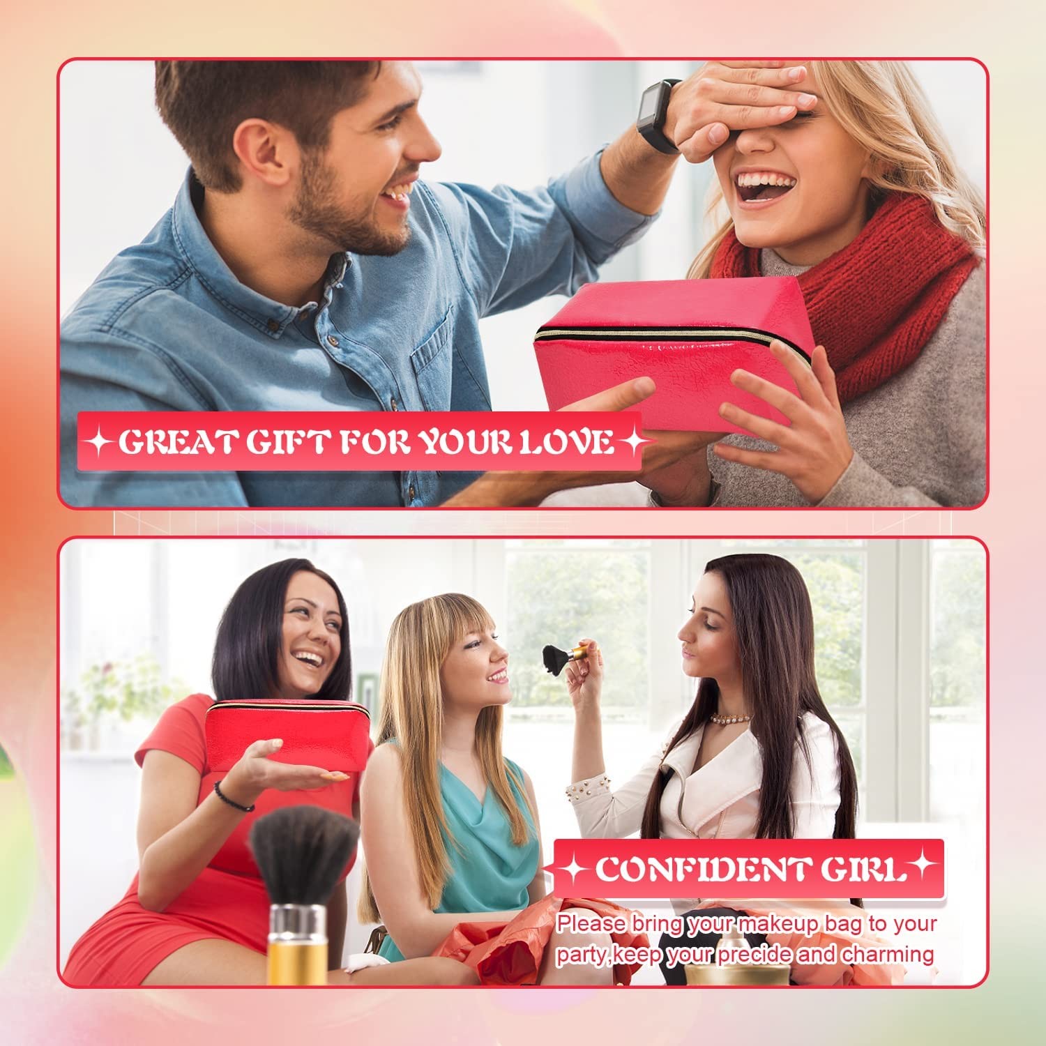Large Smooth Toiletry Makeup Bag Waterproof Opens Flat For Easy Access
