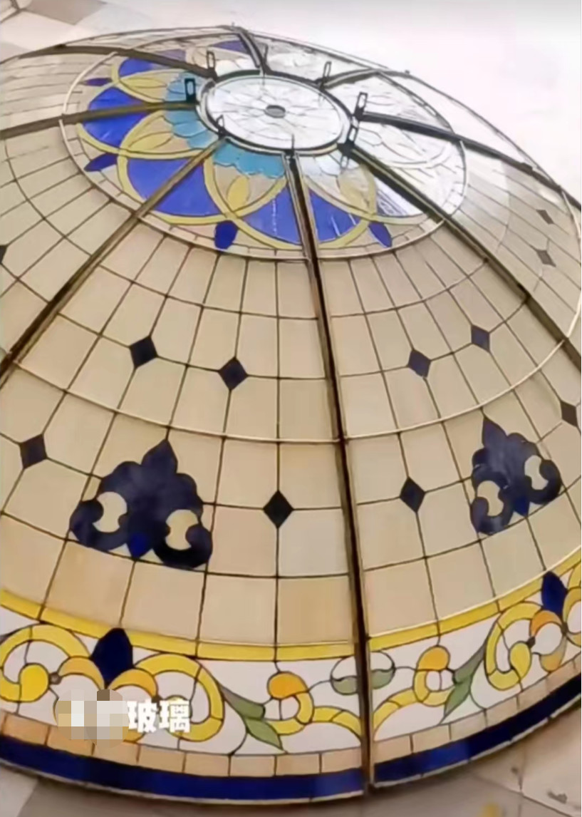 Premium Stained Art Glass Dome Skylight Roof Architectural Antiques Stained Glass Domed Roof