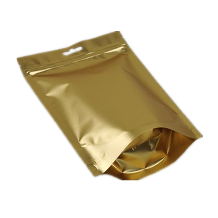 Resealable Plastic Stand Up Pouch Coffee Packing Bags Gold Aluminum Foil