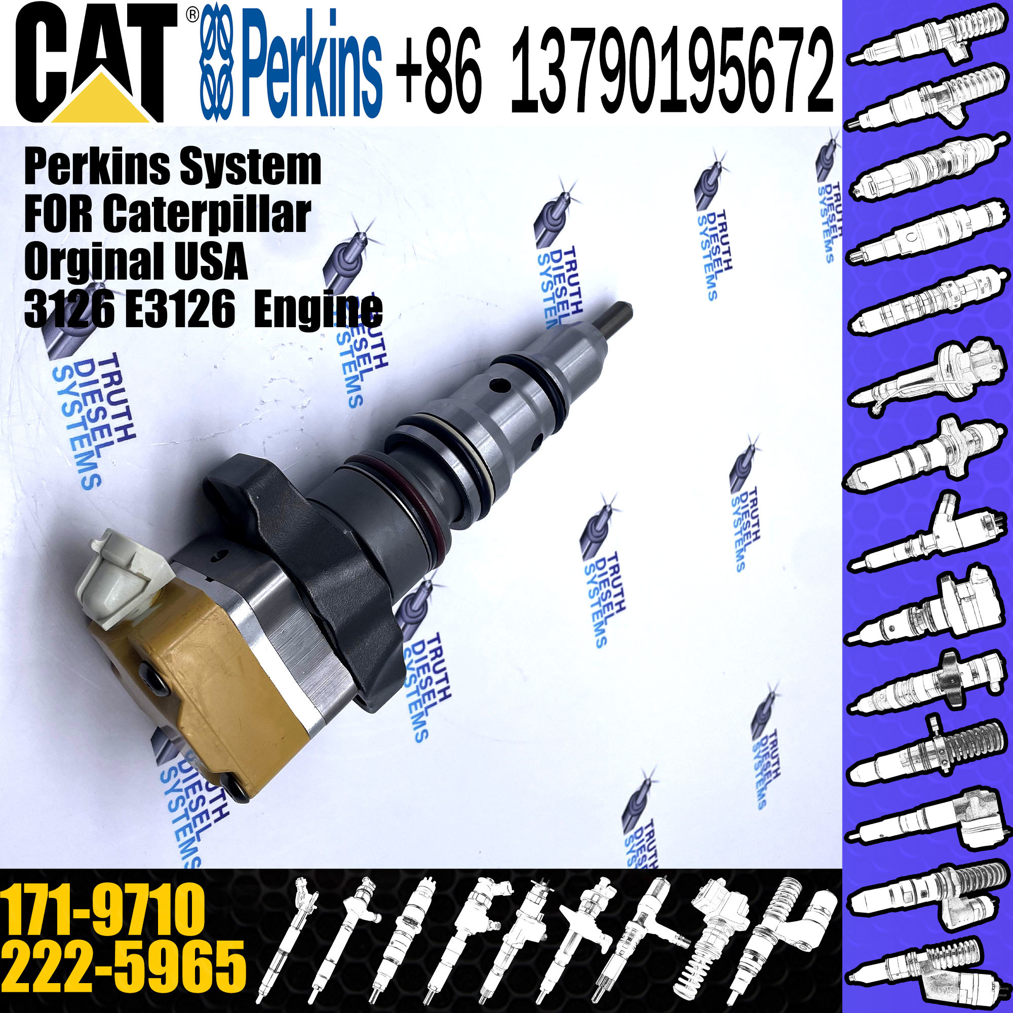 Diesel Engine Injector 222-5965 10R-9348 171-9710 For Cat-erpillar 3126B/3126E Common Rail 177-4754 178-0199