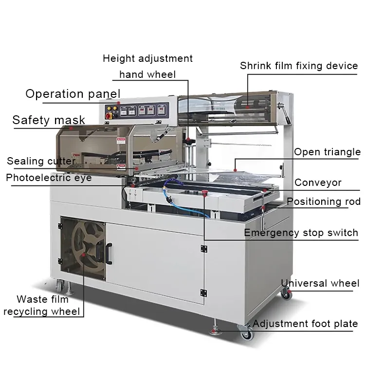 Paper Packaging Material L Bar Sealer and Heat Tunnel Shrink Wrapping System at 0 m/min