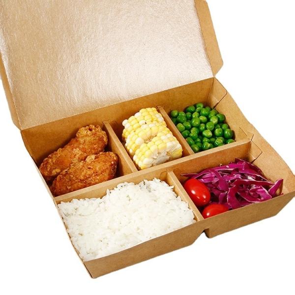 Custom Disposable Paper Take Out Boxes Containers Kraft Paper Multi Compartment