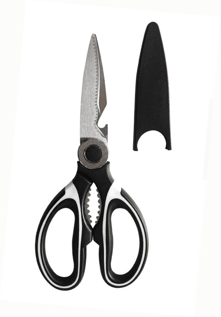 Multi purpose stainless steel scissors with PP handle black color and blue color