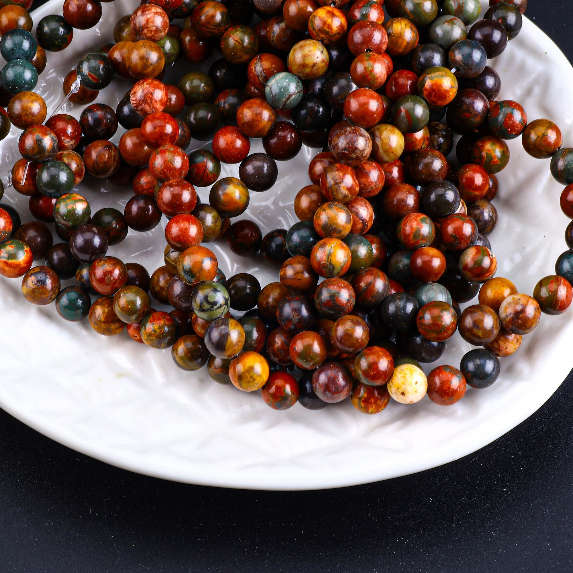 Red Turquoise Round Bead Natural Crystal Gemstone Loose Bead Strands for DIY Jewelry Making