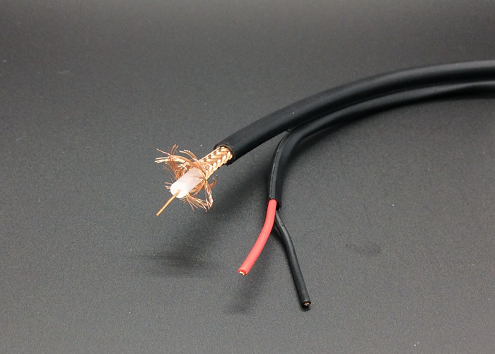 Fig 8 Shotgun Bulk CCTV Cable VR90P Solid PE Insulation With 2 Cores Power Wire