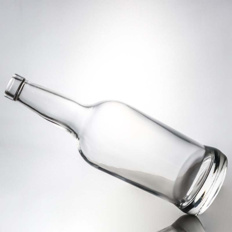 Customized Logo Glass Collar 700ml Round Liquor Bottle for Vodka Brandy Whisky and More