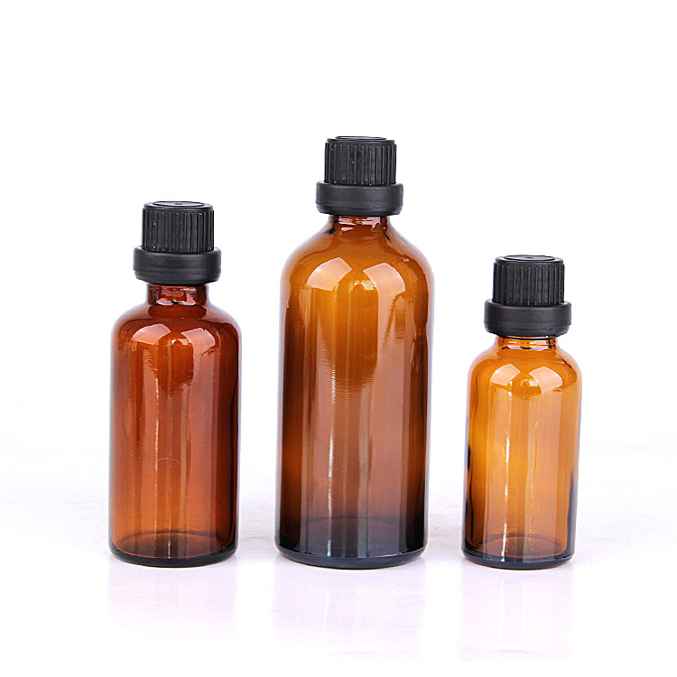 Childproof Tamper Cap Amber Glass Boston Bottle for Stock Empty Cosmetic Containers Customized Colors and Free Sample