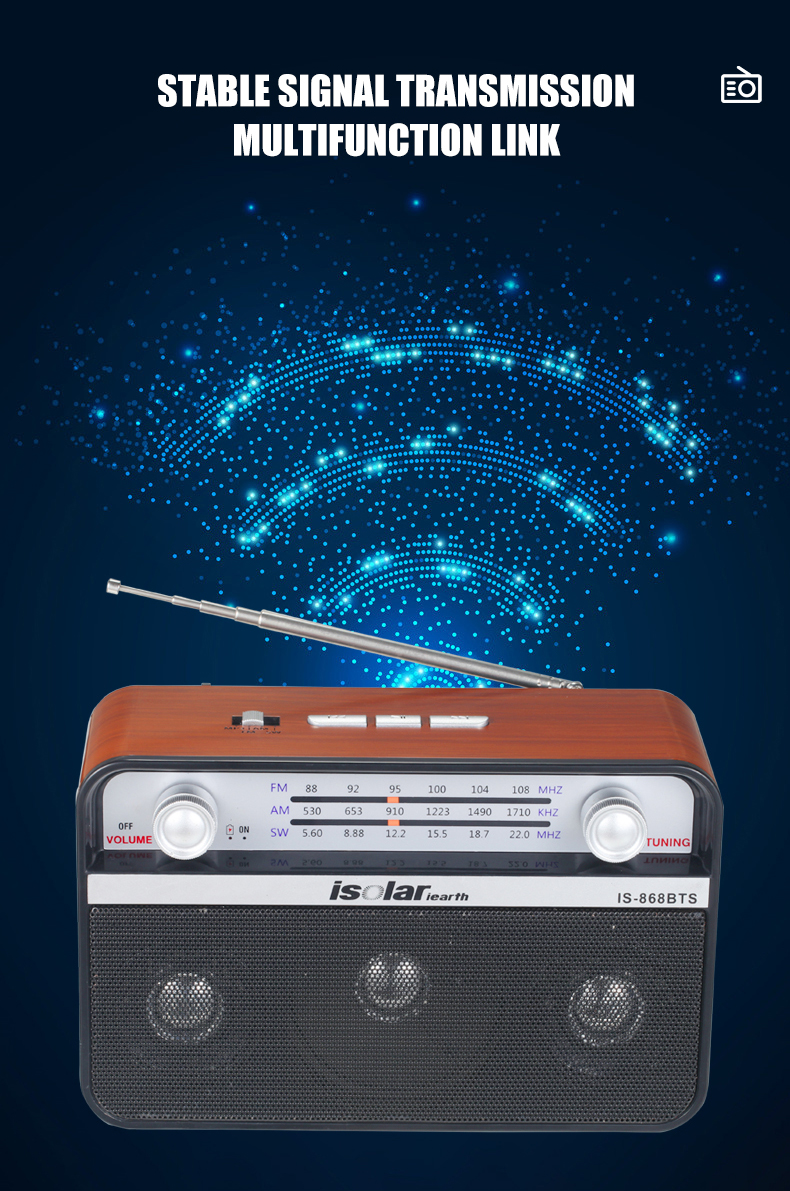 Portable Rechargeable Emergency Solar Radio Retro Radio SW AM FM 3 Multi Band Radio