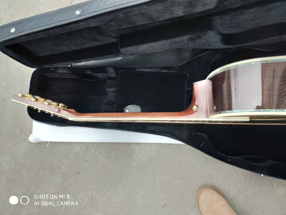 Handcraft deluxe abalone inlay binding solid spruce top cocobolo back sides D45l acoustic guitar