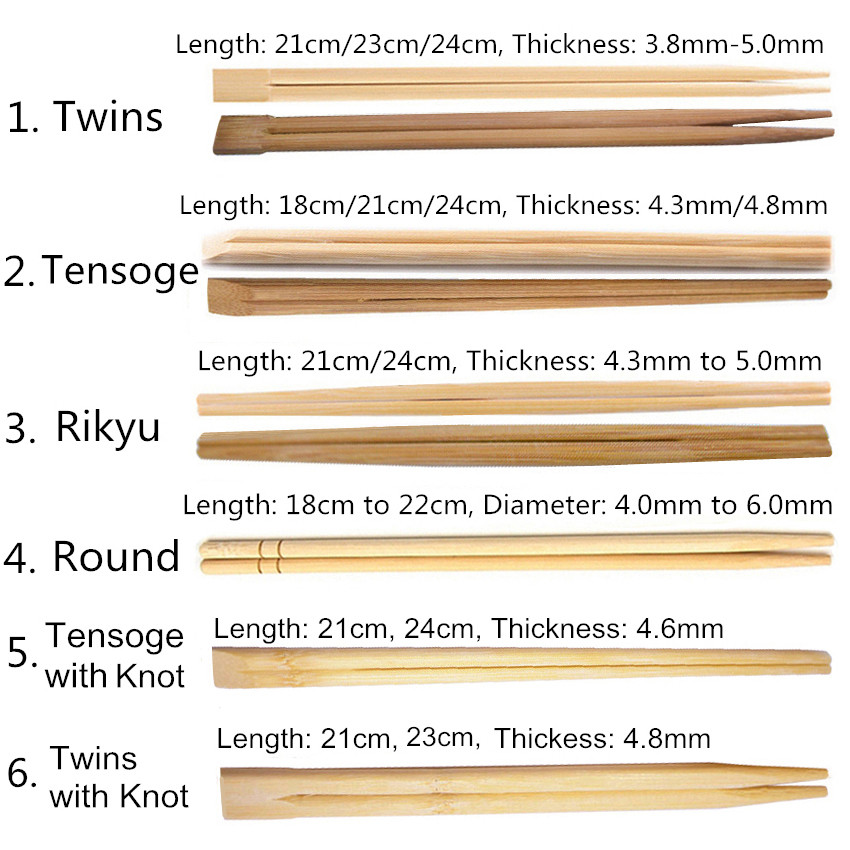 100% Natural Carbonized Tensoge Bamboo Chopsticks Custom Print Japanese Sushi Chopstickis Disposable