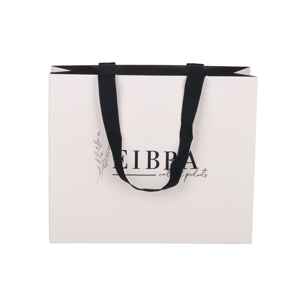 Customized UV Coating Paper Packaging Bags With Flat Cotton Handle