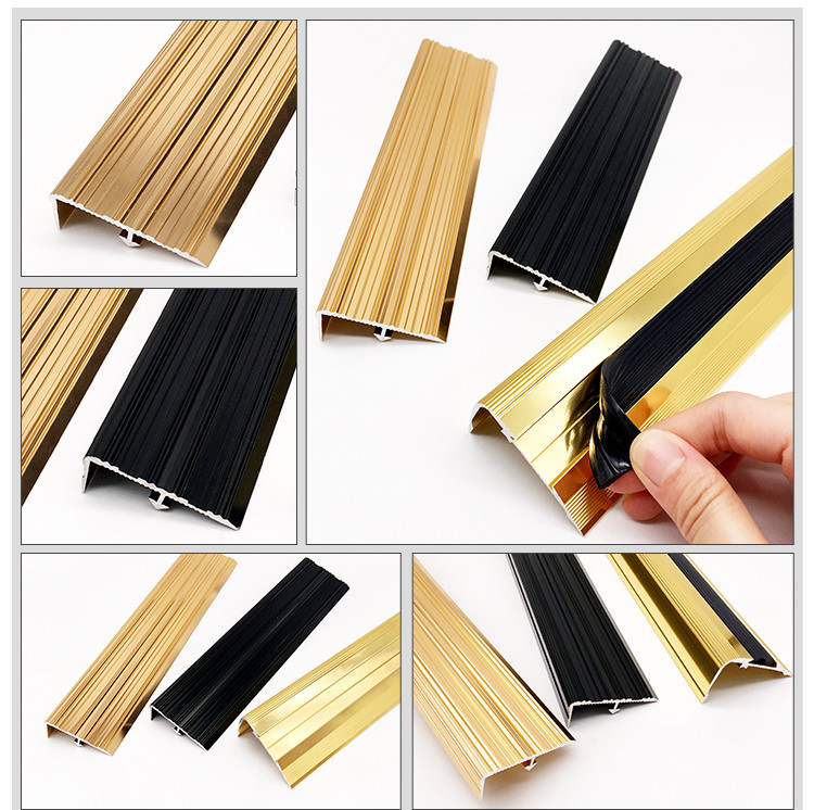 Anti Slip Extruded Aluminum Stair Nosing Silver Gold Black Customized Color