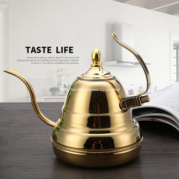 SS Hand Drip Kettle With Lid Silver 1200ml Gooseneck Cafeteira Espresso Coffee