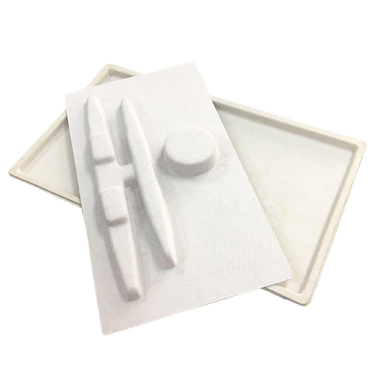 Biodegradable Bagasse Pulp Molded Gift Paper Tray Packaging Color Pulping Paper Tray With Outer Box
