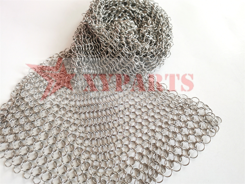 6'' SS Round Cookware Chainmail Scrubber Cleaning Cast Iron Pan