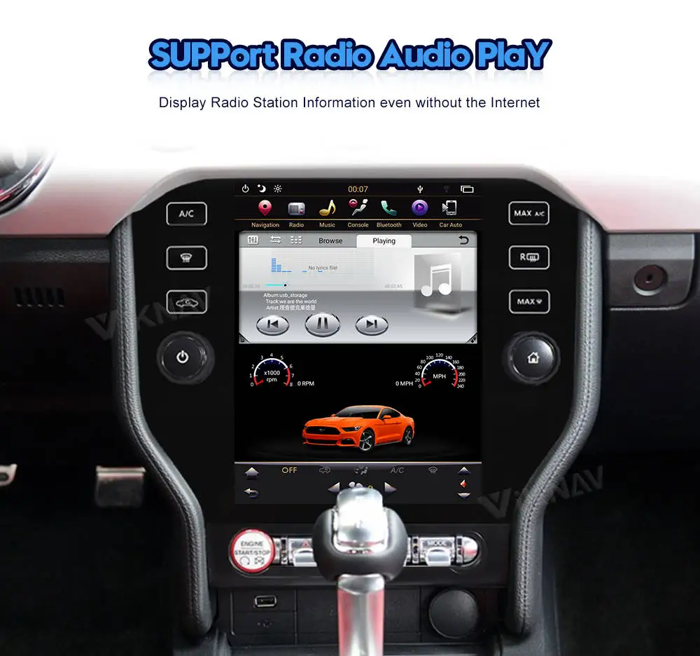 Touch Screen Car Radio For Ford Mustang 2014-2021 Video Player Head Unit Auro Stereo Android GPS Navigation Carplay