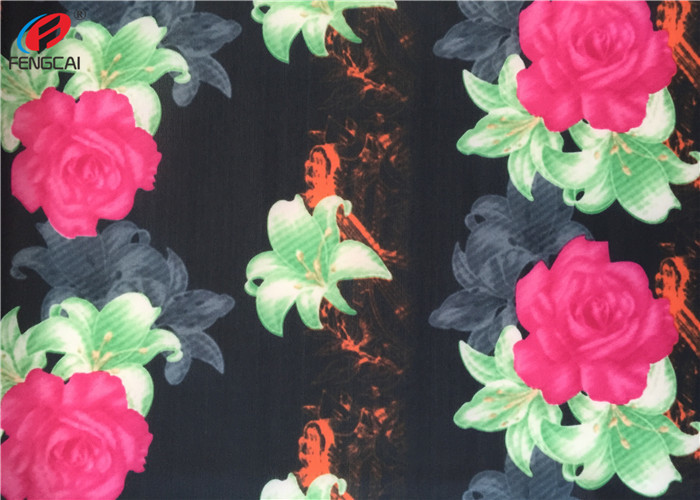 Customized Flower Printing 87 Polyester 13 Spandex Fabric , Swimwear Fabric