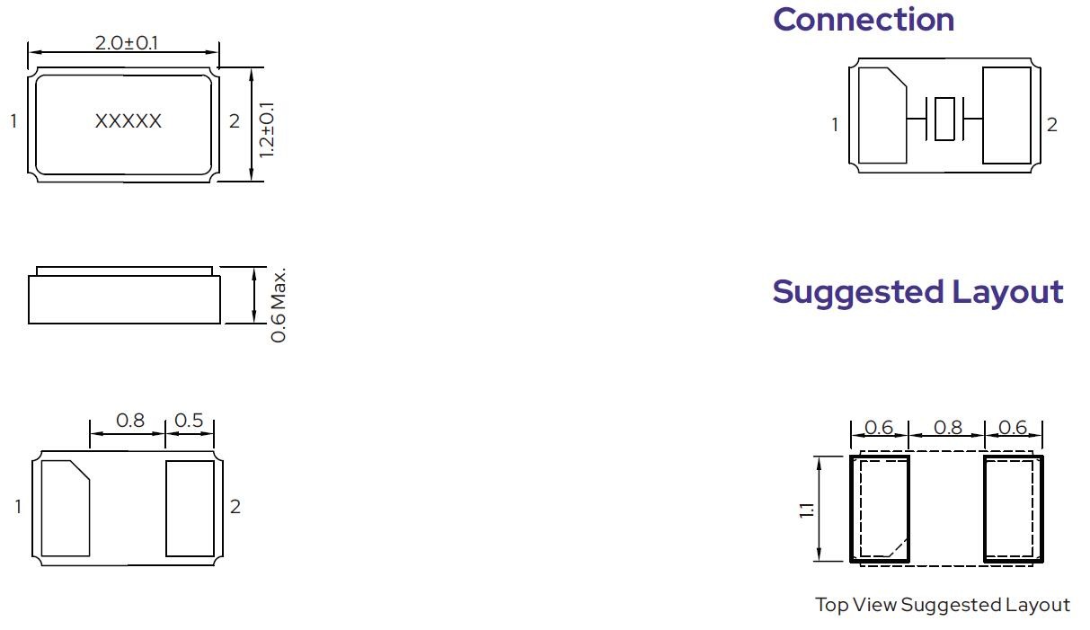 32768KHz-SMD2012-Tuning-Fork-Crystal-Resonator-Dimension
