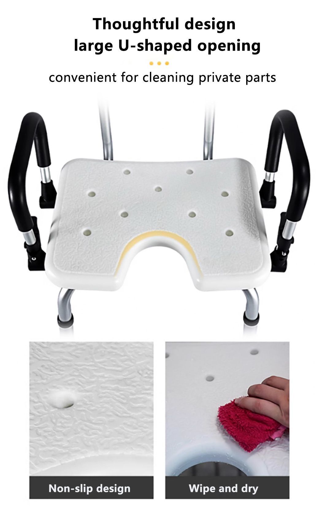 Professional Aluminum Shower Chairs for Disabled Non-Slip Bathtub Shower Chair Seat