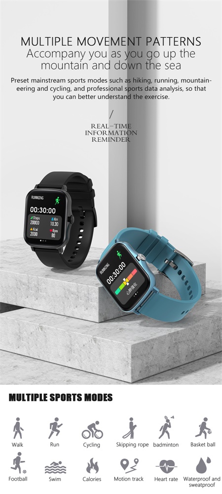 Y20 smart Watch Health Sports 1.69 Inches Electronic Wristbands Exercise Bracelet