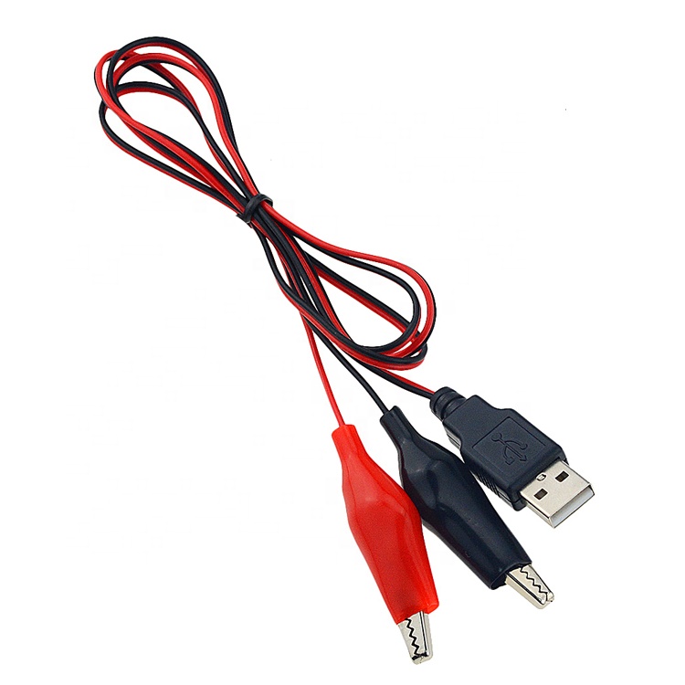 Crocodile Clamps Alligator Clip to USB A Male Test Wire Adapter Cable for Testing Circuit