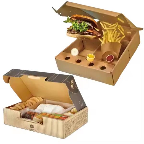 Custom Printed Fast Food Boxes Disposable Food-Grade Containers for Hamburger