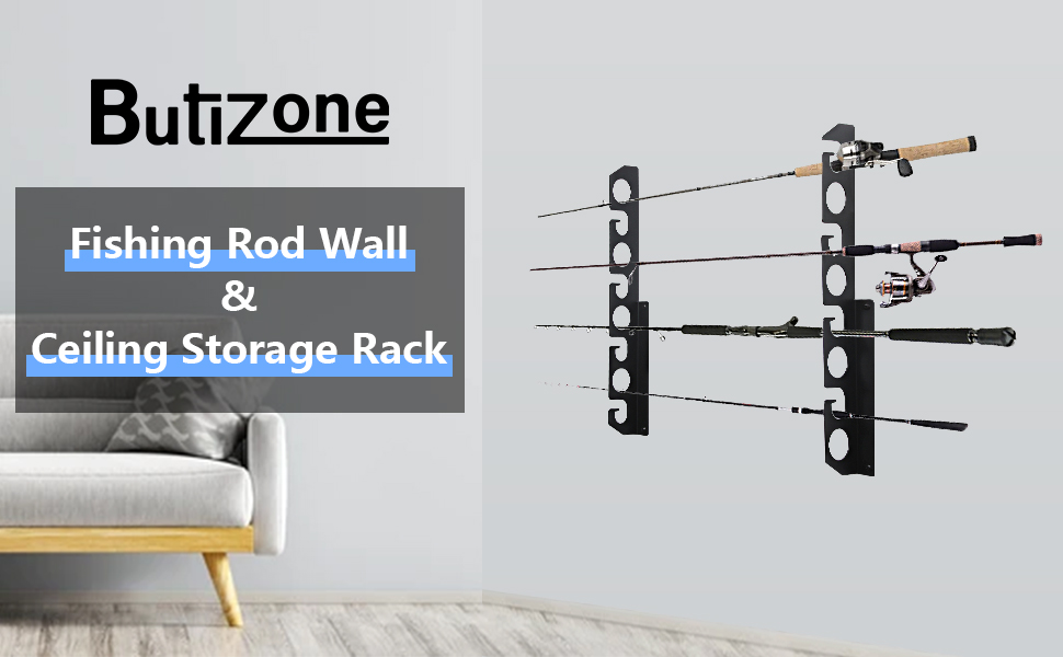 Customized Color Wall Mounted Fishing Pole Holder Perfect for Garage and Basement