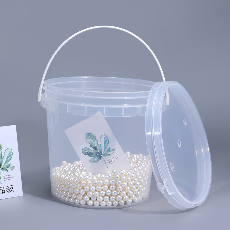 Sale 2L White/Black/Translucent Plastic Bucket With Lid handle for Food Grade Snacks