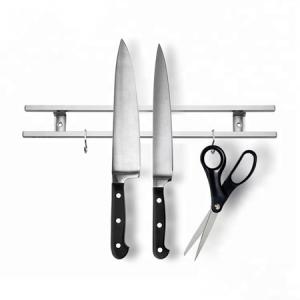 China Sturdy and Durable 18 Inch Square Tubes Stainless Steel Magnetic Knife Holder with Hook on sale
